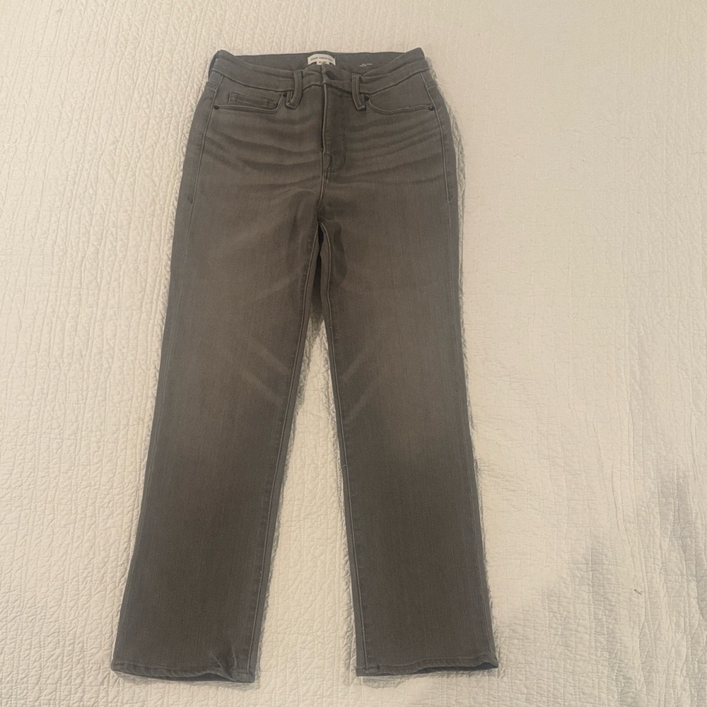 Good American Gray Straight Leg Jeans